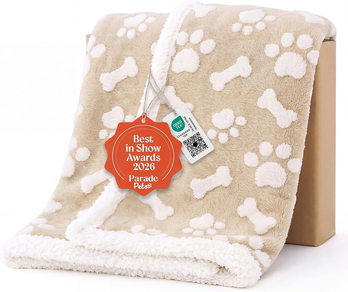 LE SURE Waterproof Dog Blankets for Small Dogs Cute Cozy 3D Jacquard,25X35