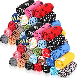 Preboun 50 Pack Puppy Blankets Bulk, Soft Fleece, 24 X 28 Inch, 25 Styles