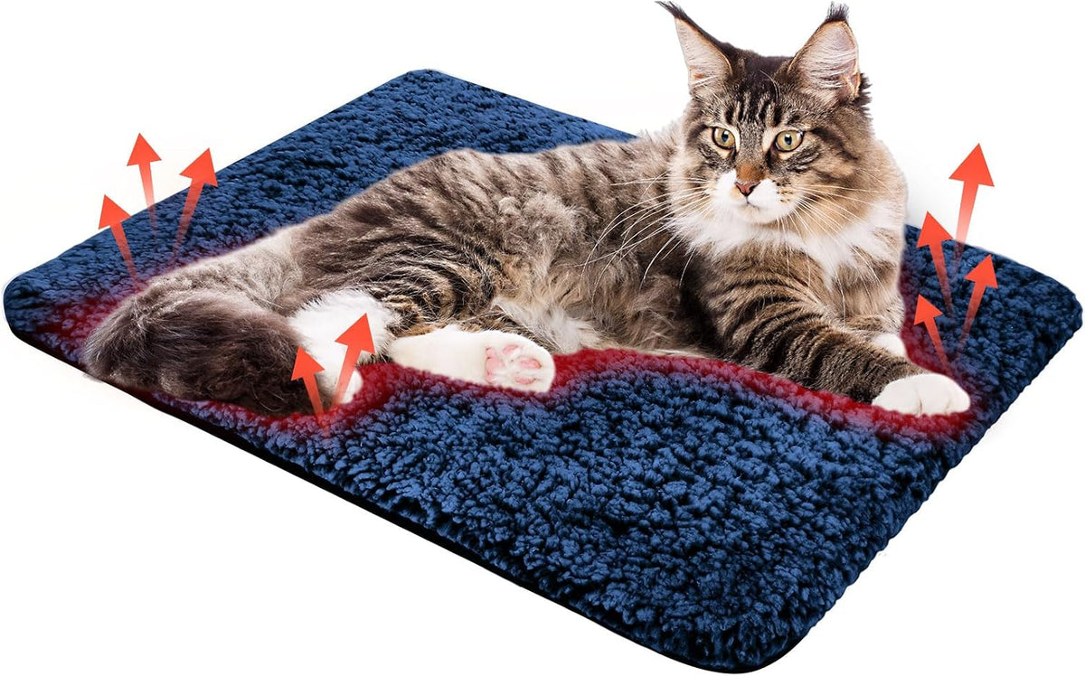 Self Warming Cat Mat Pet Heating Pad Washable, Blue, 16 X 20 Inch