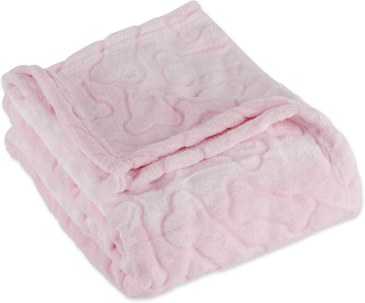Bone Dry Embossed Bone Print Pet Blanket, Pink, 36X48"