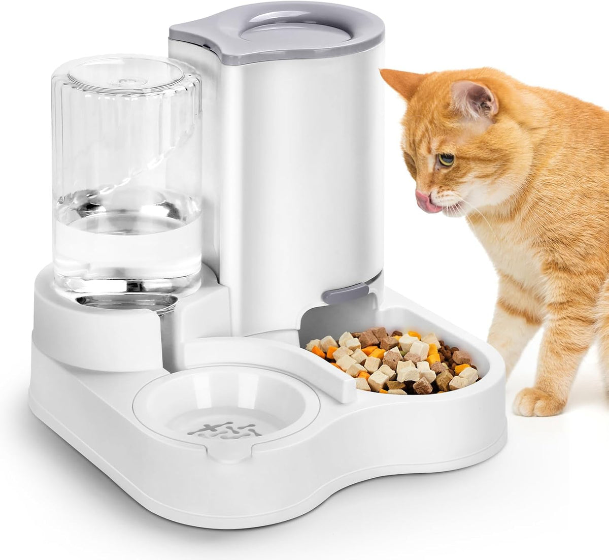 2 in 1 Pet Feeder and Water Dispenser, Automatic Cat Food and Water Dispenser, Gravity Pet Feeder for Small Medium Dog Puppy Cat Kitten