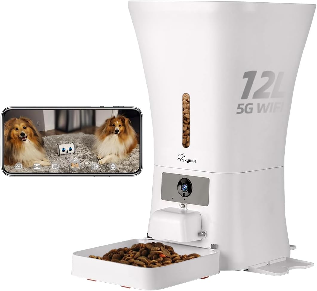 12L 5G Wifi Aautomatic Dog Feeder Large Breed & Automatic Cat Feeders 1080P Full HD Pet Camera Treat Dispenser Food Dispenser