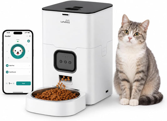 Automatic Cat Feeder with APP: 4L Dry Food Dispenser for Small Dogs & Cats