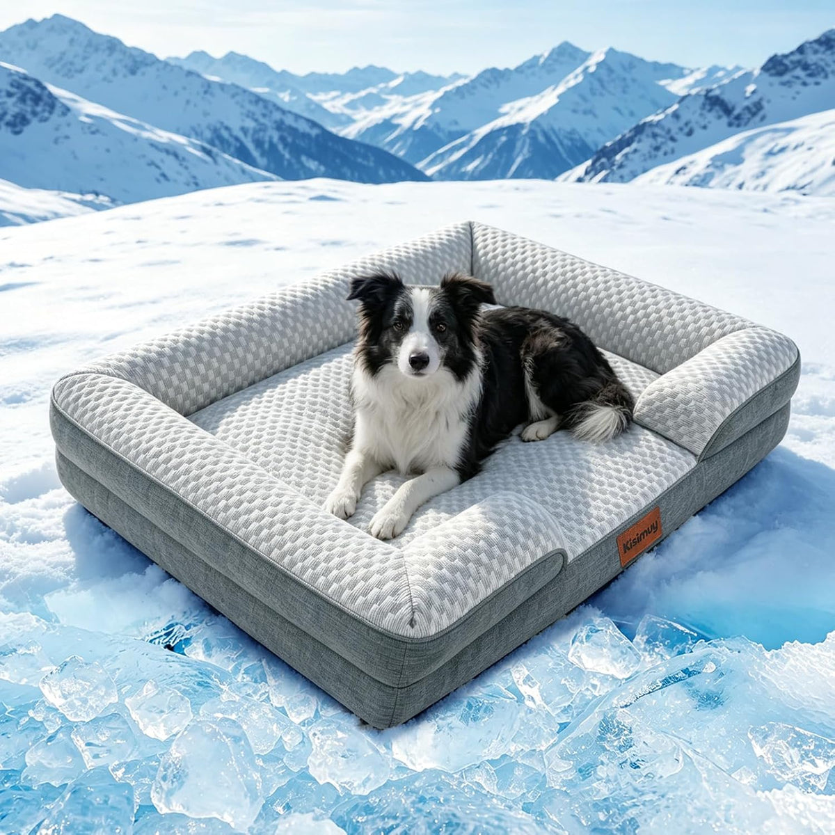 Dog Cooling Mat for Extra Large Dog, Elevated Bolster Sofa Bed
