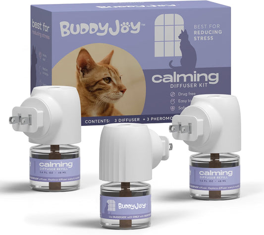 Cat Calming Diffuser Refills, 8 Pack Pheromones for Cats Refill Long-Lasting 240-Day Supply Pheromone to Calm Cat Soothing Anxiety Stress 48 Ml/Bottle Compatible with Most Diffusers Plug In