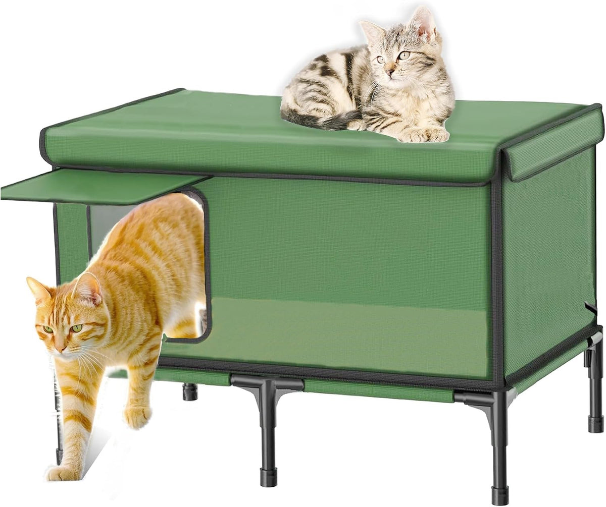Petsfit Cat House Outdoor Weatherproof,Feral Cat House Outdoor Indoor with Escape Door for Rabbits,Ferret,Guinea Pig,Dogs and Other Small Animals Red