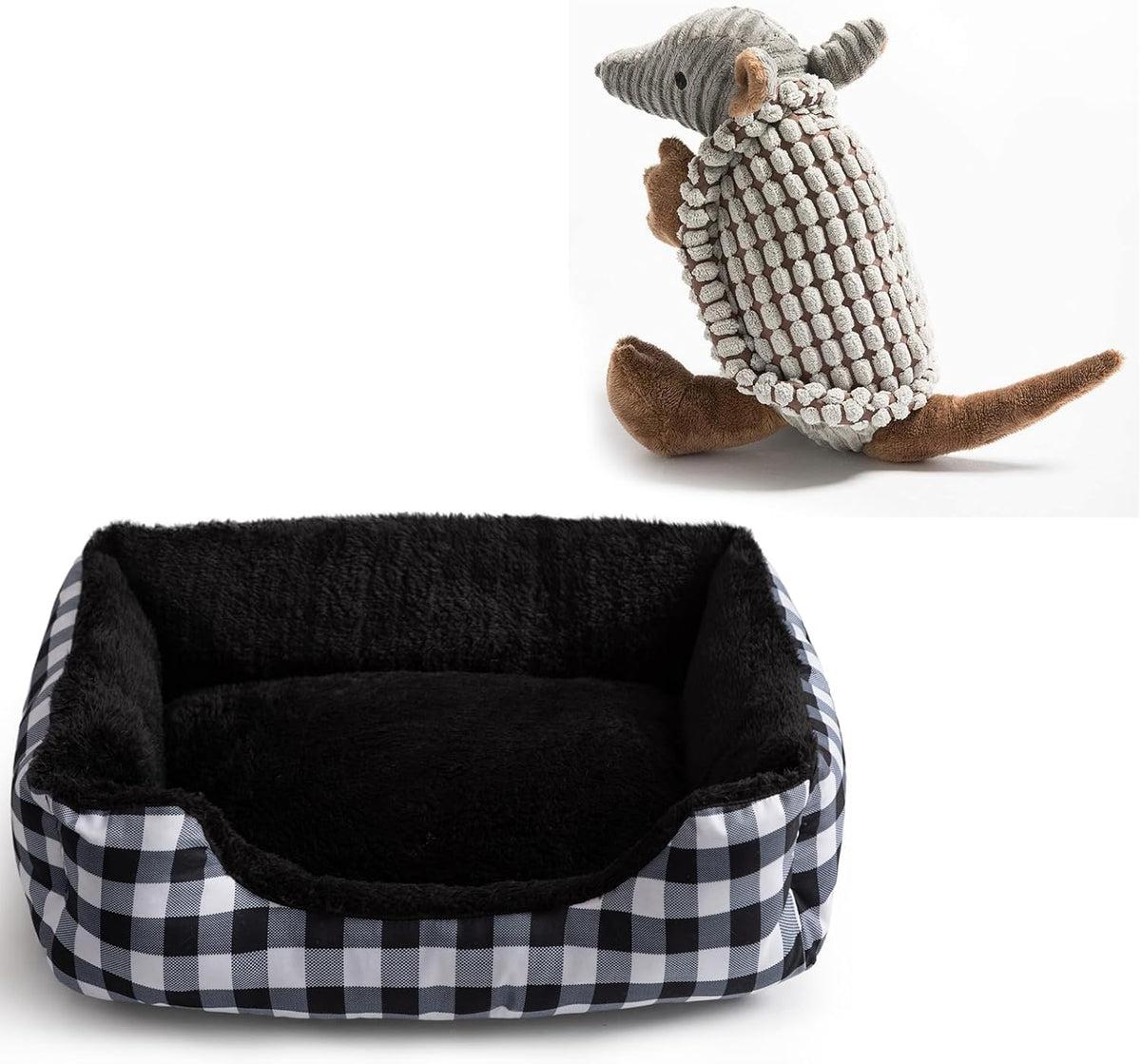 Hollypet Dog Toys, Plush Dog Toys, Squeaky Dog Toys + Printed Flannel Rectangle Plush Dog Cat Bed Self-Warming Pet Bed