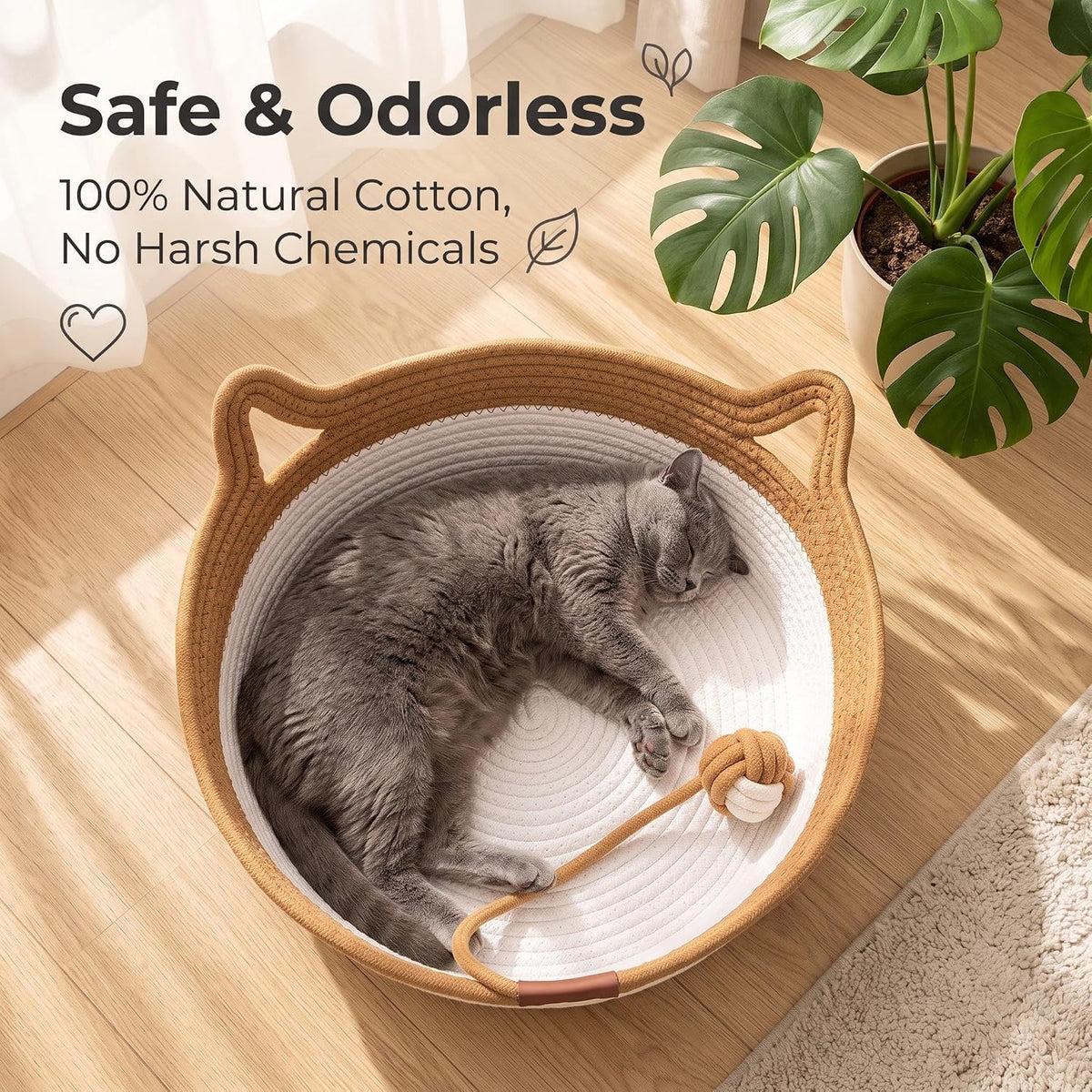 Cat Bed Instinct Basket, Stimuli Handwoven Basket for Cats, Small