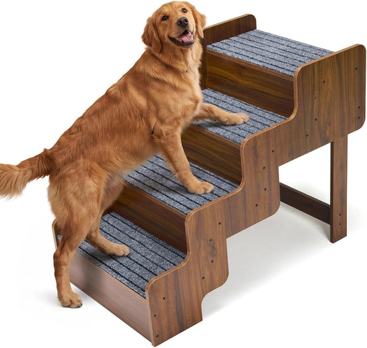 Veehoo Wooden Dog Steps for Bed Couch, Large Dog Stairs for High Beds 24''H