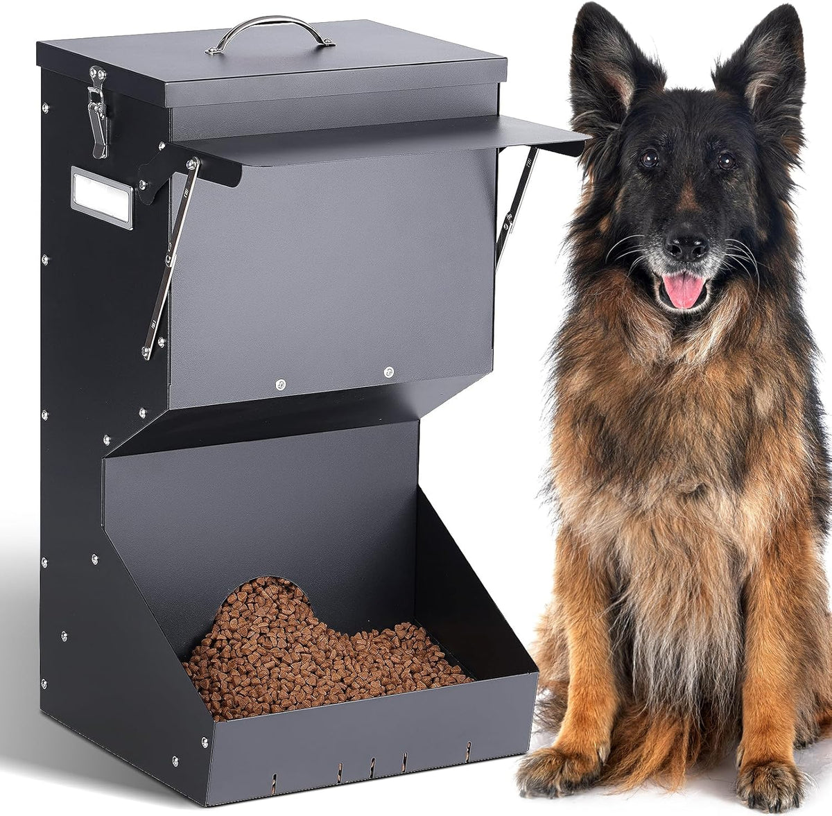 Automatic Dog Feeder for Large Breed Outdoor Metal Pet Feeder