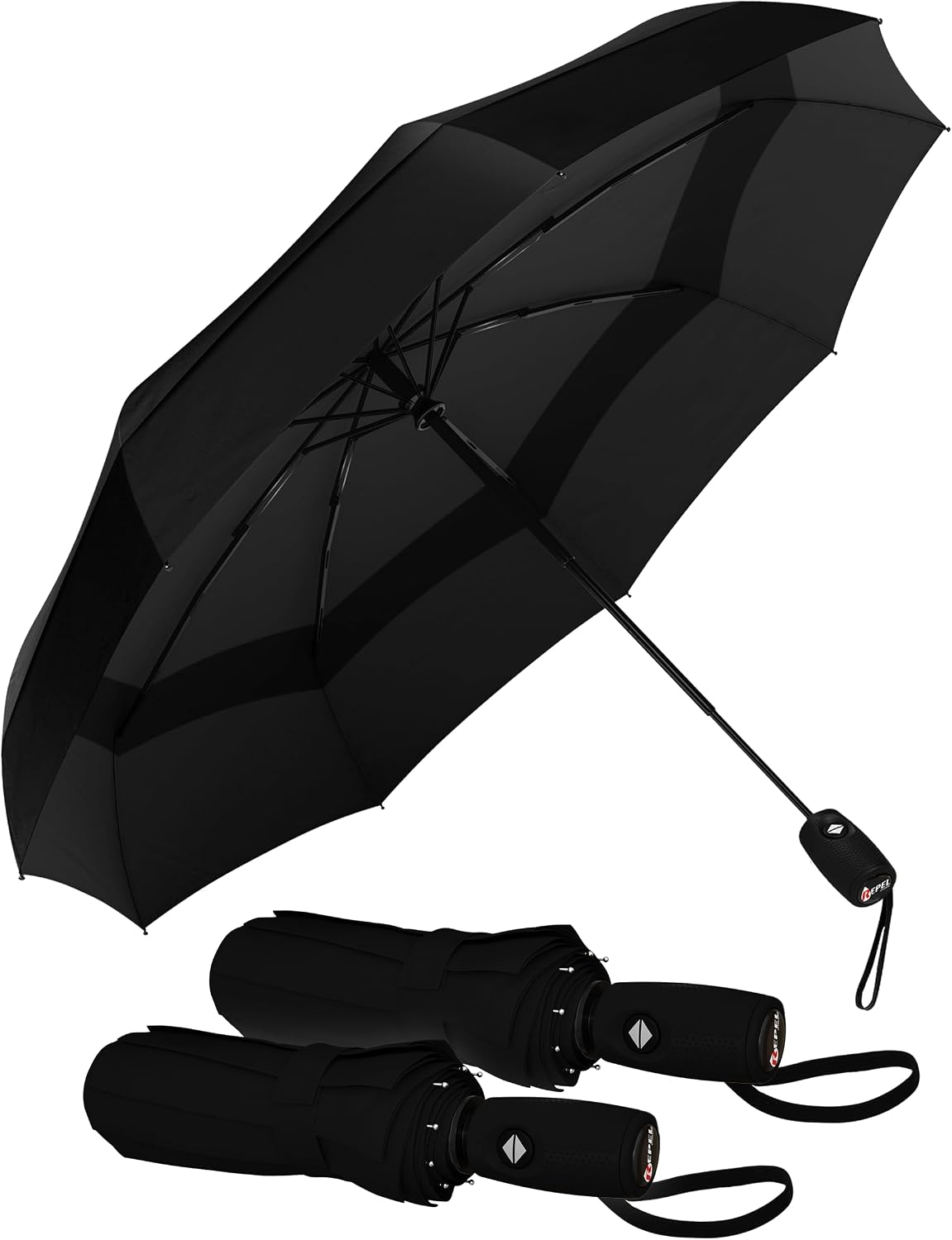 Repel Windproof Travel Umbrella - Compact & Withstands Winds up to 100MPH, Strongest Premium Auto Folding Umbrella for Rain and Sun - Durable, Light & Portable for Women & Men, Fits Backpack & Cars