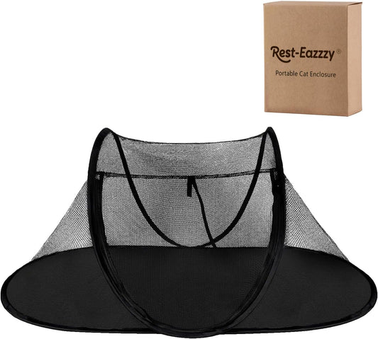 Cat Tent Outdoor, Pet Enclosure Tent Suitable for Cats and Small Animals, Indoor Playpen Portable Exercise Tent with Carry Bag（Black）