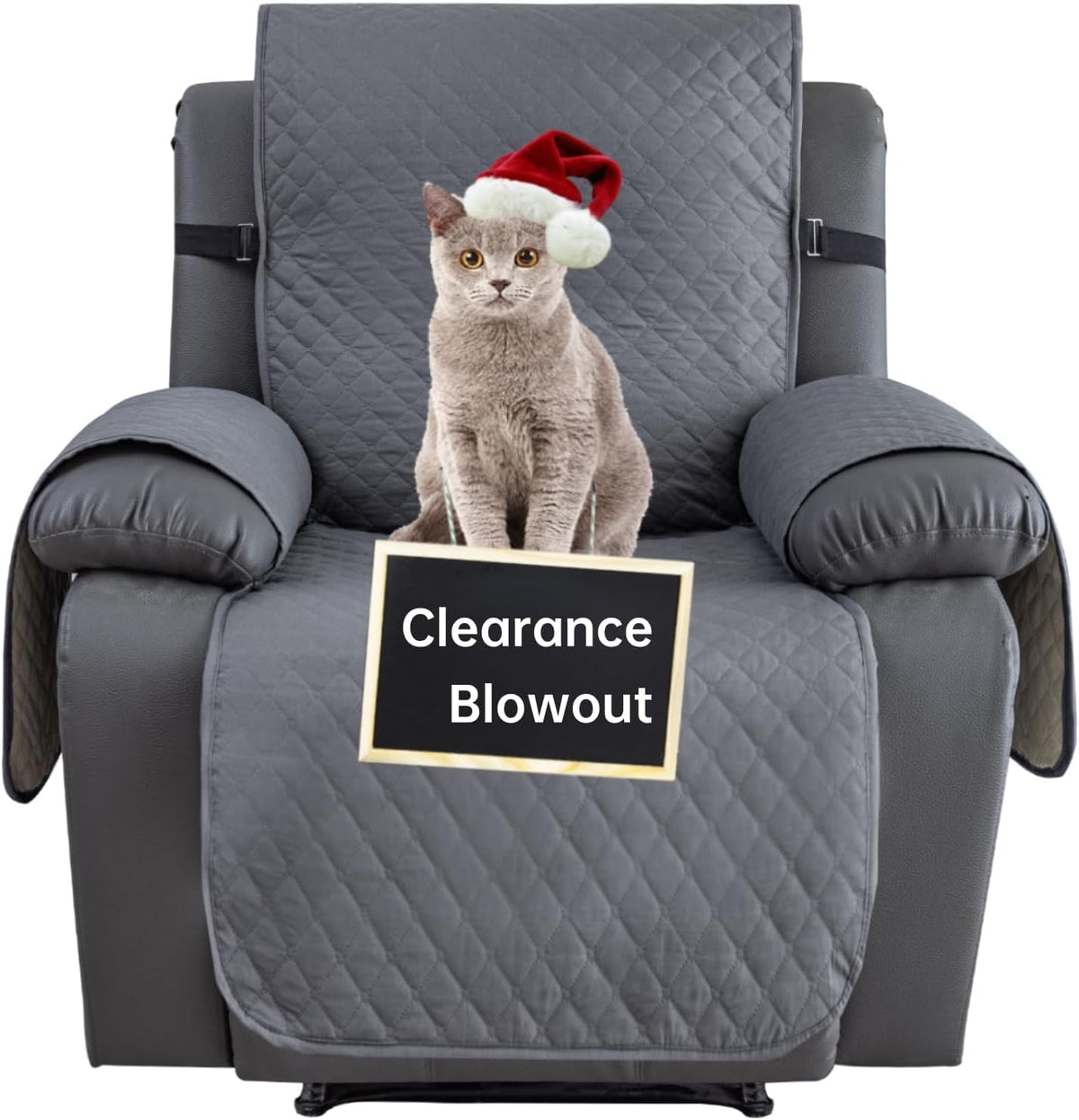 XINEAGE Water Resistant Recliner Cover, Nonslip Recliner Chair Covers for Reclining Chair with Pockets, Quilted Thick Recliner Slipcovers for Pets and Kids (Recliner Chair, Dark Gray)