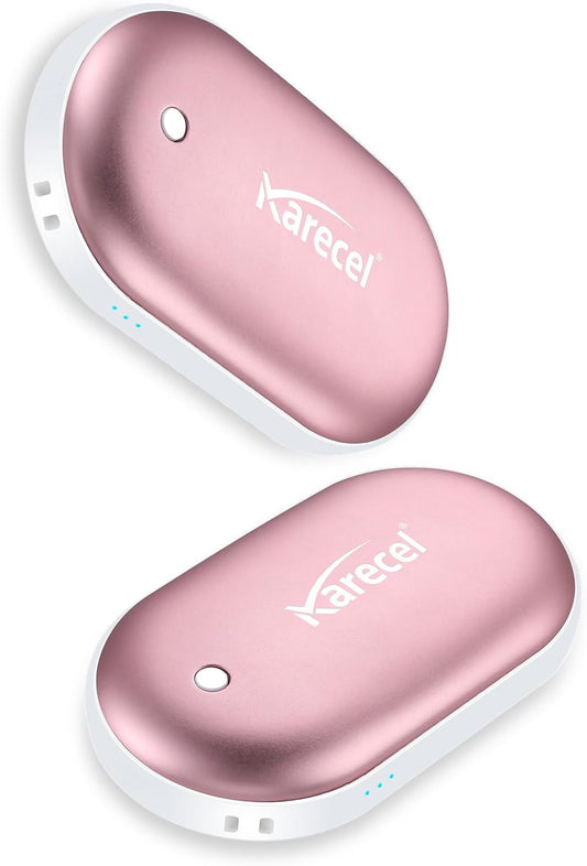 Karecel Rechargeable Hand Warmers 2 Pack, 10,400Mah Double Sided Heat Electric Hand Warmers, Portable Pocket Heated Camping Handwarmers, 4-Inch Full-Surface Heat & Quick Charge, Men Tech Gifts