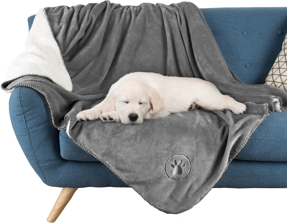 Waterproof Pet Blanket Collection– Reversible Throw Protects Couch, Car, Bed from Spills, Stains, or Fur – Dog and Cat Blankets by PETMAKER Dark Gray Large
