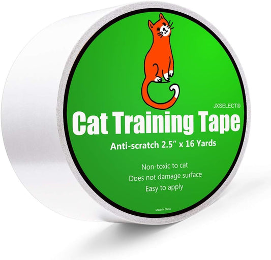 Anti-Scratch Tape for Furniture - Stop Cats from Scratching Couch, Chair Corners, Door Frames, Countertops, and Carpets, Clear Double-Sided Cat Training Tape, 2.5" X 16 Yards Roll