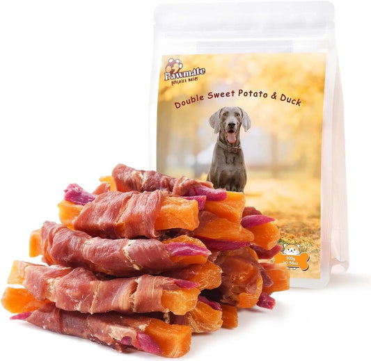 Pawmate Dog Treats Duck Jerky Wrapped Double Purple Sweet Potato 10.6Oz
