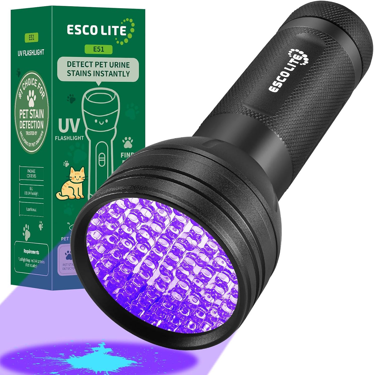 Lepro 51 LED Handheld UV Blacklight, 395Nm, Pet Urine Detector