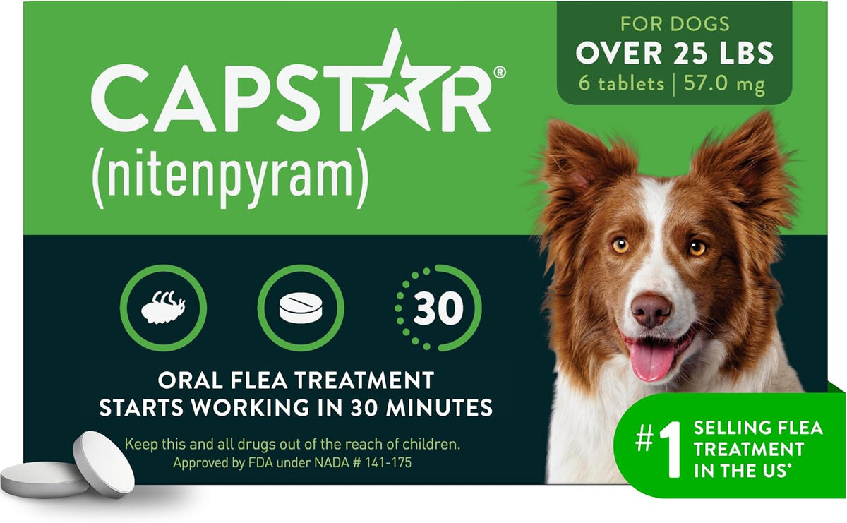 Capstar Oral Flea Tablets Dogs 25+ Lbs, Nitenpyram, 6-Dose