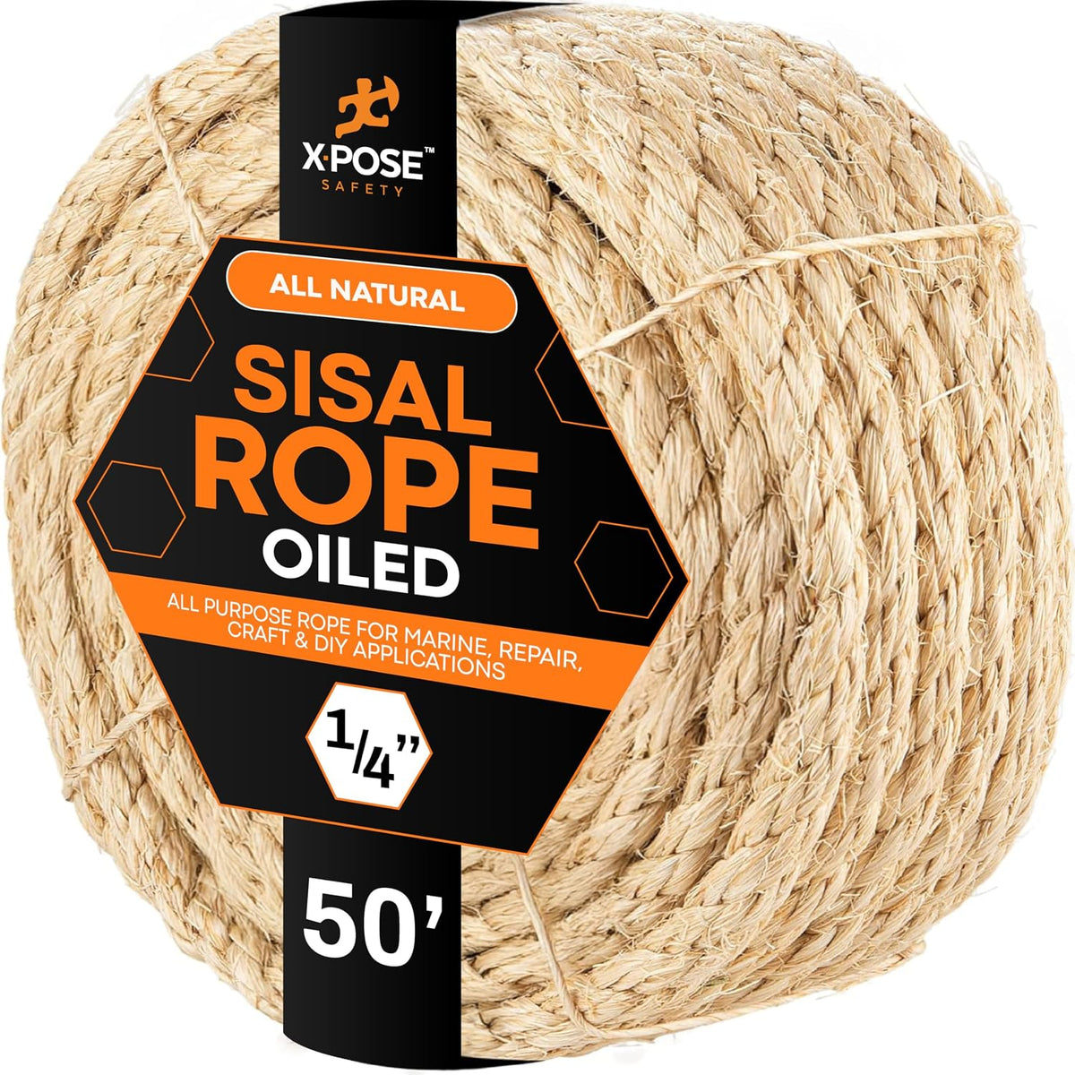 Natural Sisal Rope for Cat Scratcher, 1/4In X 164Ft Twine for Cat Tree
