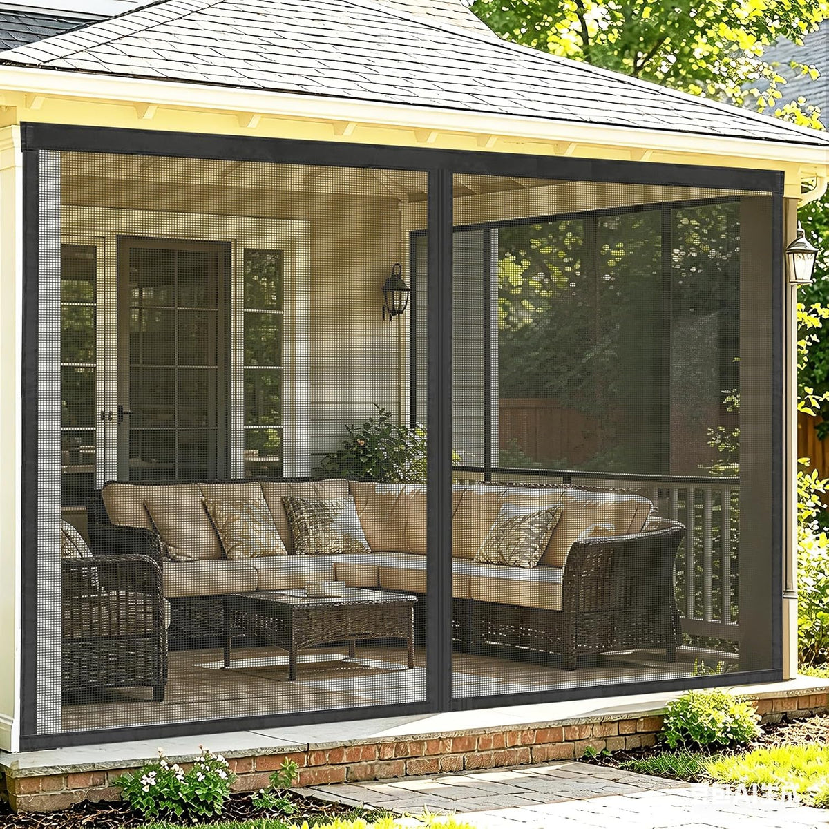 8X12Ft Magnetic Closure Sturdy Screen Door Mesh for Patio & 1 Car Garage