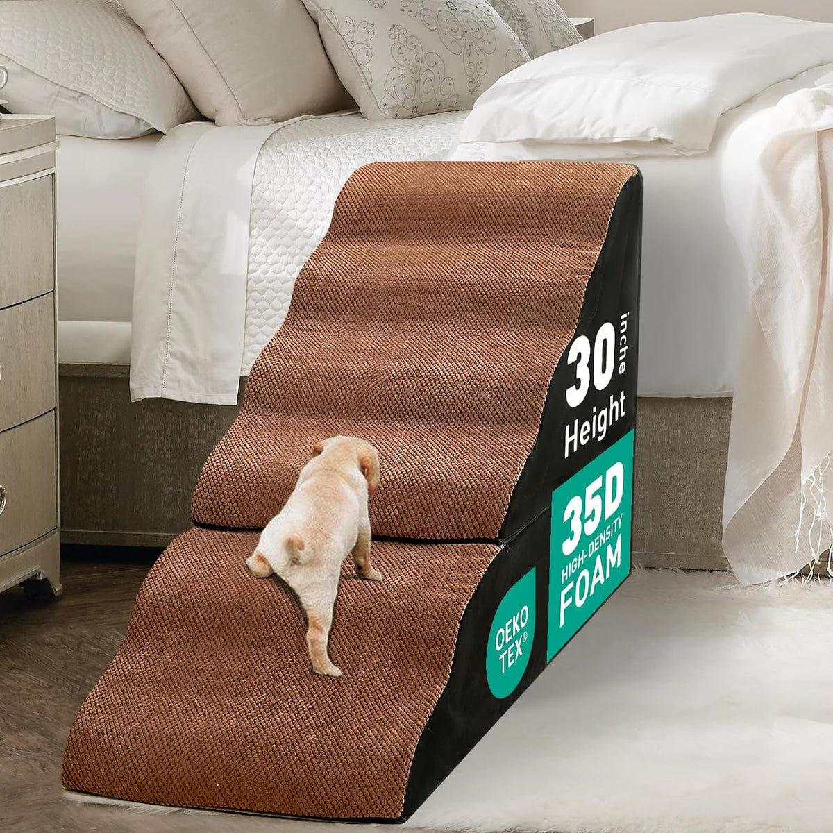 6-Step Dog Steps for High Beds 30" H - Dog Stairs for Small Dogs