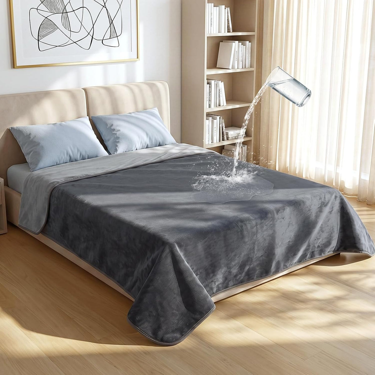 Waterproof Blanket for Bed, Couch, and Sofa, 60"X80", Grey