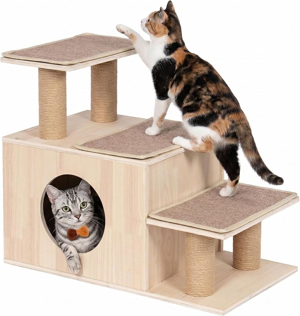 3-In-1 Pet Stairs for Cats, 7.87" Depth Pet Steps for Large Cats
