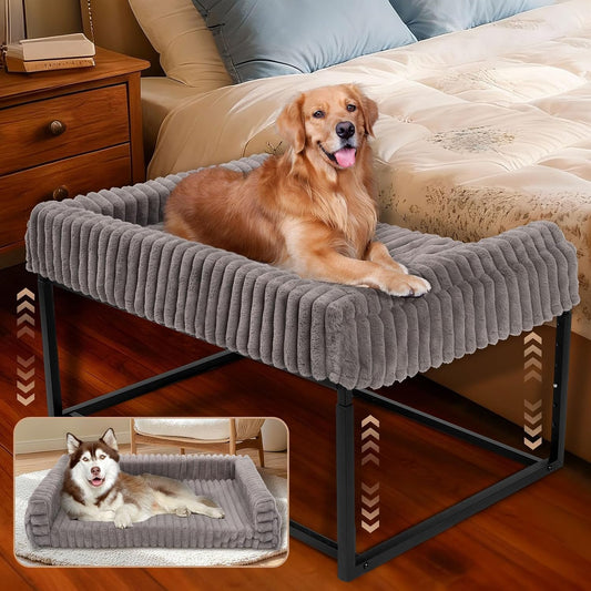 Bedside Dog Bed, Adjustable Height Elevated Lounge Dog Bed for Large Dogs