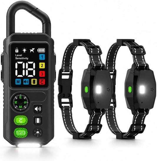 2-In-1 Dog Shock Collar & Bark Collar for 2 Dogs with Remote, 15-110Lb