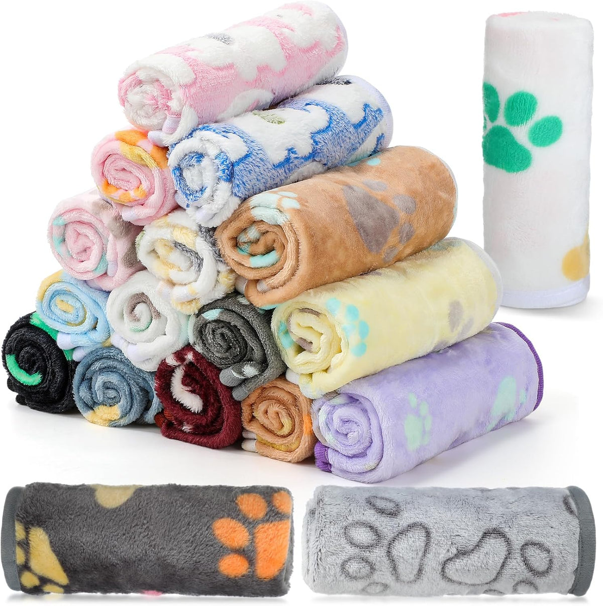 Chumia 18 Pcs Fleece Puppy Blanket for Dog Cat, 23 X 16 Inch, Cute