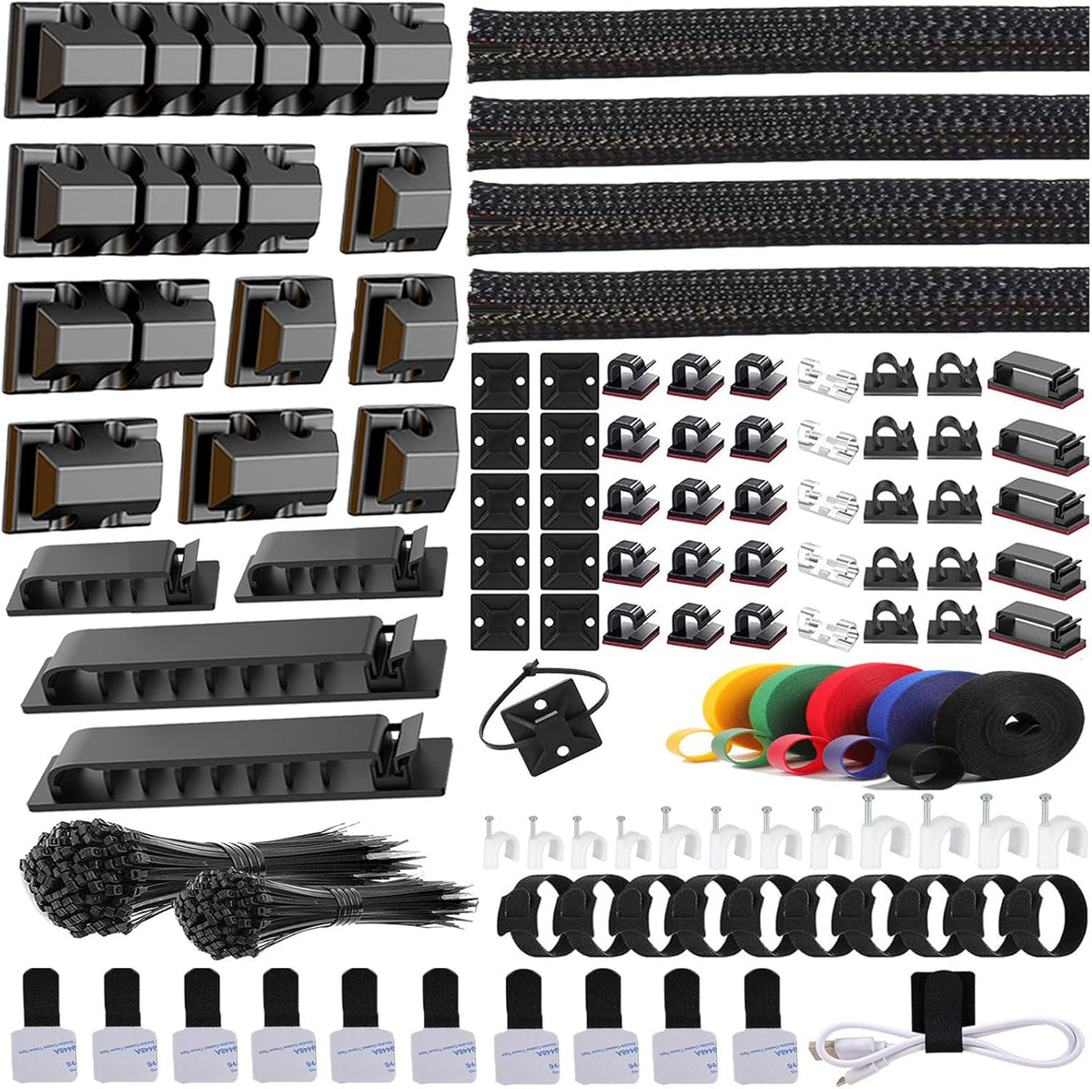 ELII 327 PCS Cable Management Kit 4 Cable Cable Sleeves,65 Cable Clips