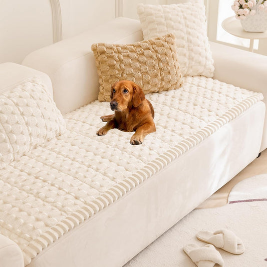 Calming Dog Bed Mats, Thick Flannel Mat for Pets Dog Pad, Washable Non-Slip Couch Protector Pet Friendly Dog Mat for Couch and Sofa(Brown, M-33.45 X 30.71 Inch)