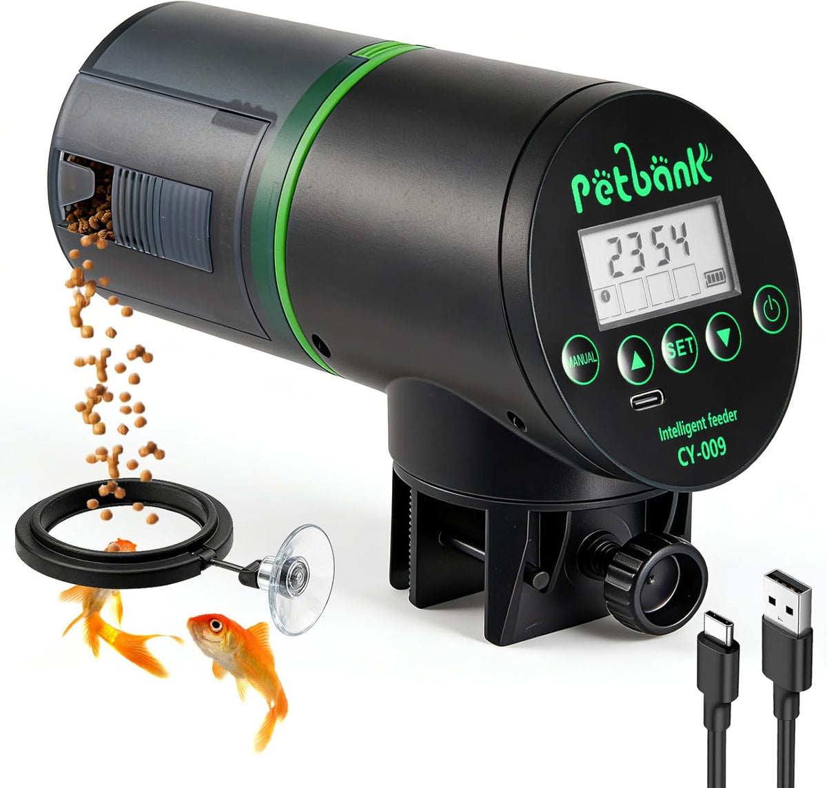 Automatic Fish Feeder for Aquarium Easy Setup & 4 Timers Black