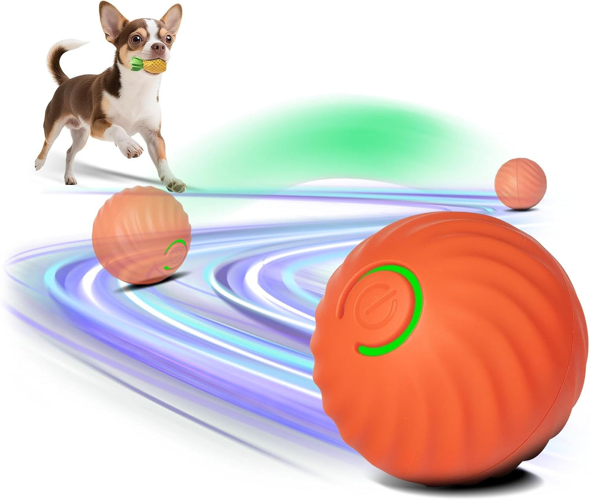 Interactive Dog Toys Ball Small, 2.1 Inch Bouncing Rotating Ball, Pet Toys for Small Dogs, USB Rechargeable (Orange)