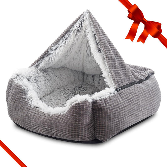 GRANDTIES Fluffy Dog Beds for Small Medium Large Dogs & Cats, Machine Washable Dog Bed, Rectangle Breathable Soft Calming Sleeping Warming Pet Beds with Waterproof & Non-Slip Bottom (XL 40", Navy)