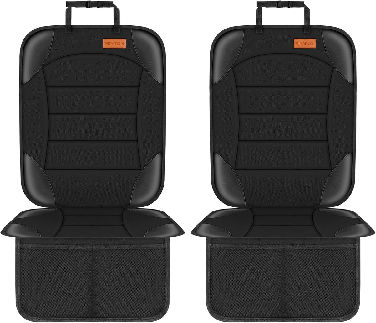 Siivton Car Seat Protector for Child Car Seat,Waterproof Car Seat Cover for Leather and Fabric Seats, 2 Mesh Pockets, Non-Slip Bottom,Thick Padding Cushion