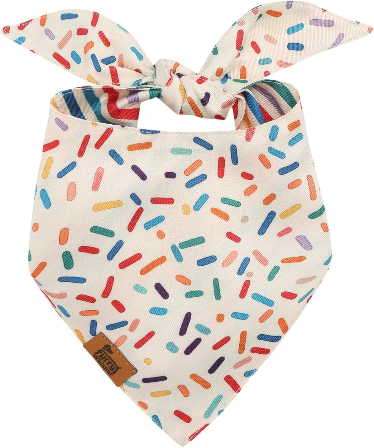 Dog Birthday Bandana, Reversible Soft Breathable Adjustable Pet Scarf for Medium & Large Dogs, Party Photo Outfit for Boy or Girl, Sprinkle and Stripe, Medium Fits up to 18"