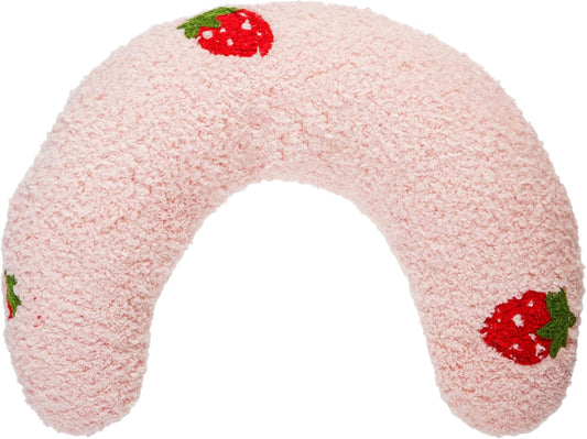 Cat Calming Pillow for Indoor Pet Soft Fluffy Neck Pillow(Pink, Strawberry)