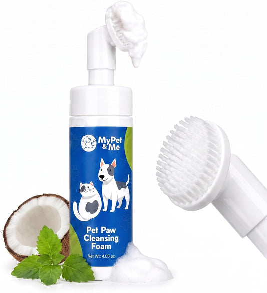 Dog Paw Cleaner – No-Rinse Foam, Silicone Brush, Dogs & Cats