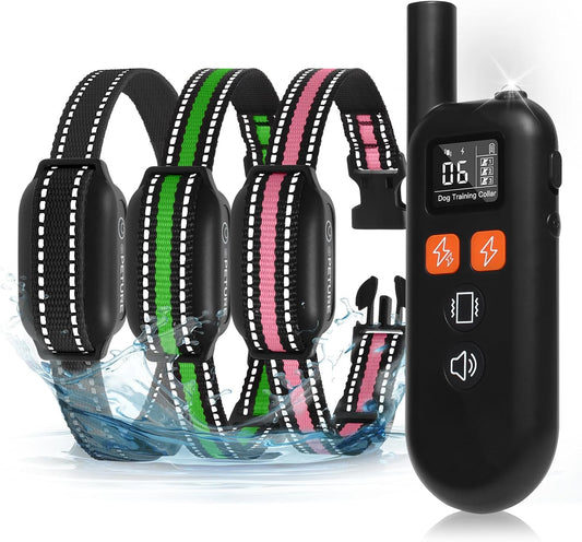 3 Dogs Shock Collar with Remote 3 Pack-3300Ft Dog Training Collar with Fashlight, IPX7 E Collar with Double Shock for Small Medium Large Dogs(5-150Lbs)-4 Training Modes, Adjustable Strap, Rechargeable