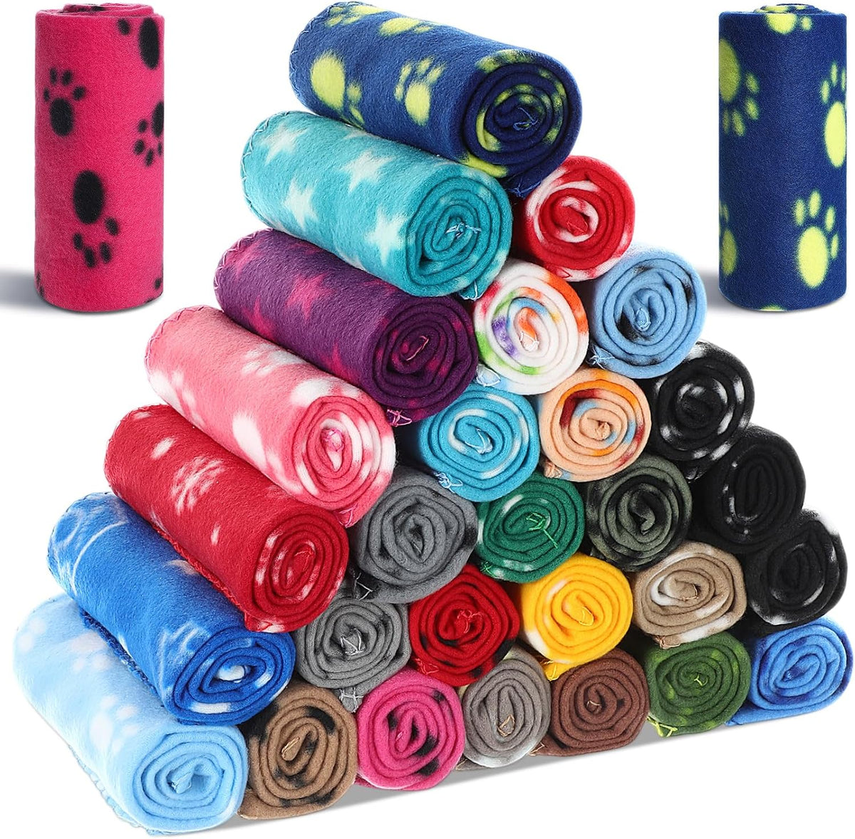 Chumia 28 Pcs Puppy Blanket Bulk Fleece Dog Blanket, 16X24 Inch, 28 Styles