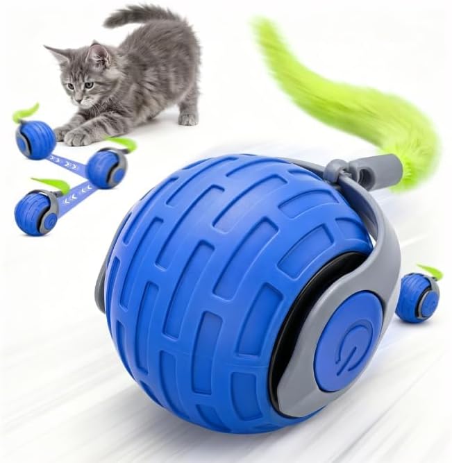 Automatic Rolling Interactive Cat Ball Toy with Plush Tail