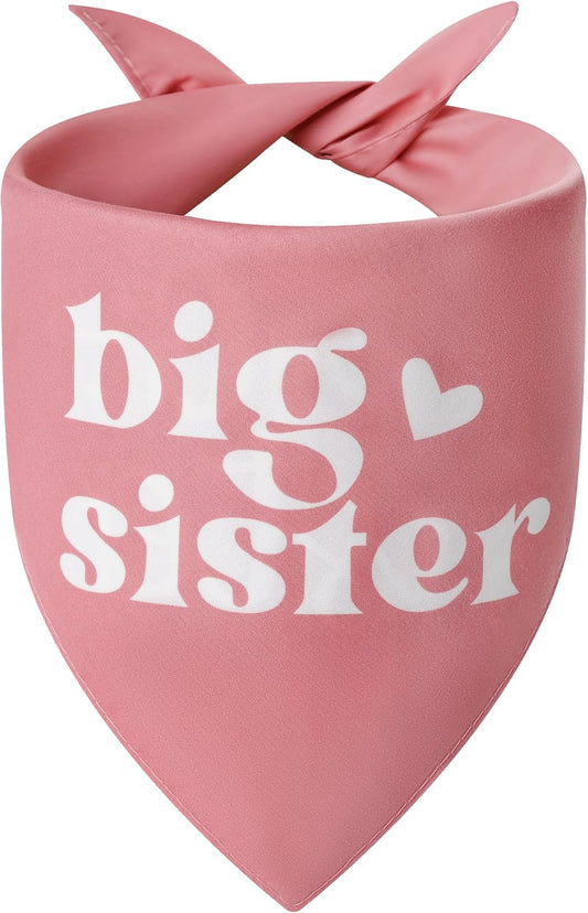 Big Sister Dog Bandana Pink Large 1PCS, Adjustable Triangle Scarf