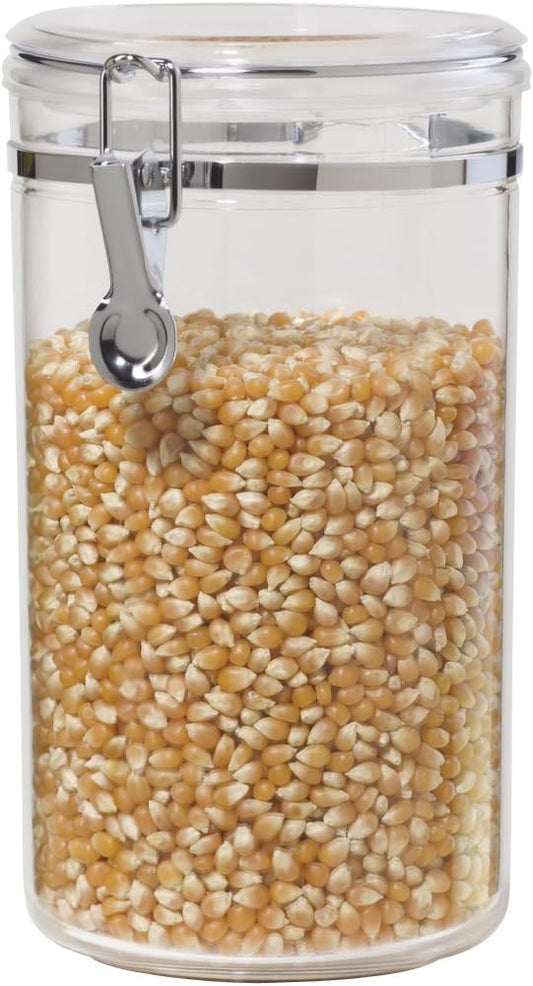 Oggi Large Clear Canister with Clamp Lid, 72 Oz - Large Airtight Food Storage Container, for Kitchen & Pantry Storage of Bulk, Dry Foods, Pasta, Flour, Sugar, Coffee, Rice, Tea, Spices & Herbs