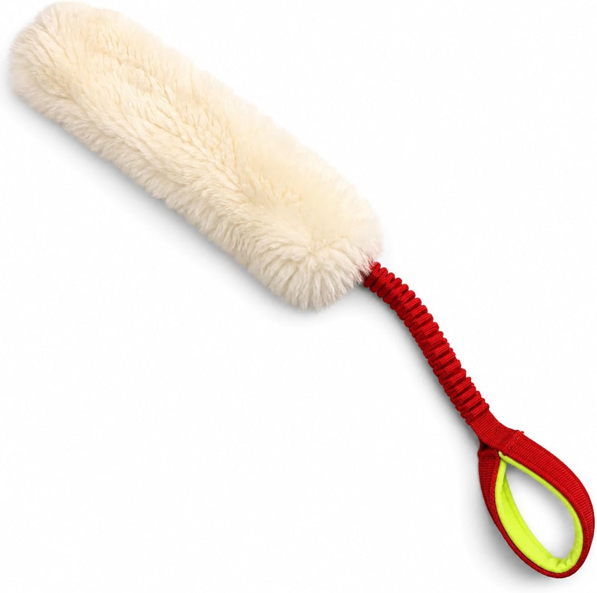 Sheepskin Dog Tug Toy with Bungee Handle – Genuine Sheepskin Training Toy for Dogs – Interactive Tug & Chase Toy for Recall, Agility & Obedience Training – 24" Long (Medium)
