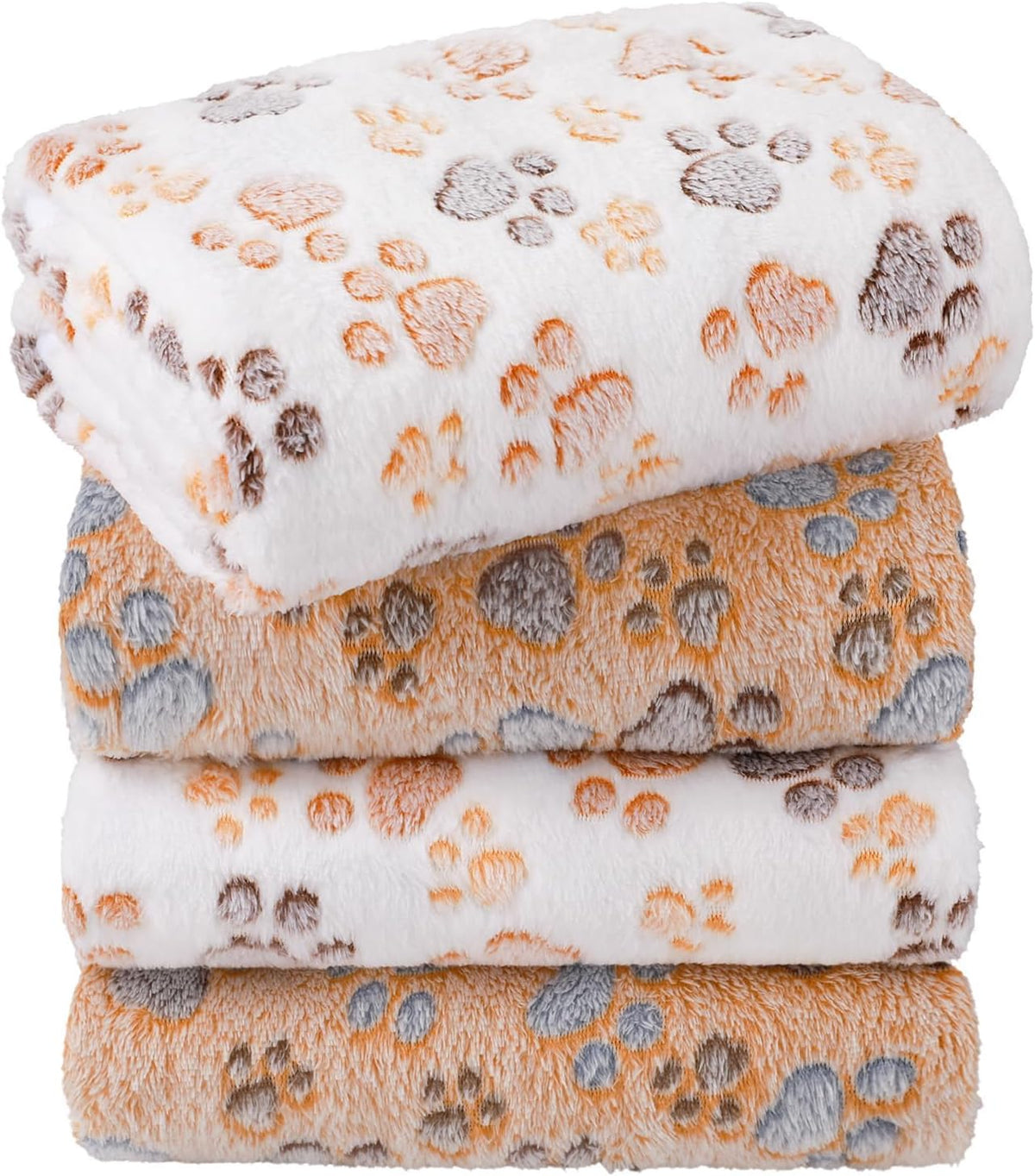 LINENLUX Dog Blankets 4-Pack, Super Soft Fluffy Fleece Pet Throw Warm