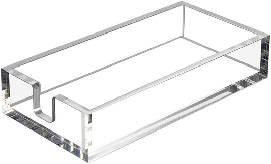 HIIMIEI Acrylic Napkin Holder for Bathroom, Guest Towel Holder Tray（Clear）