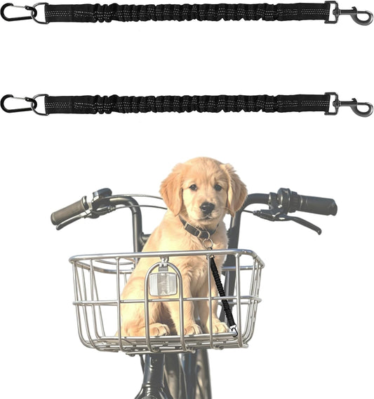 2 Pack Dog Seat Belt for Bike Basket, Retractable Pet Leash Extension Attachment, Heavy Duty Bike Basket Dog Safety Leash for Outdoor Cycling