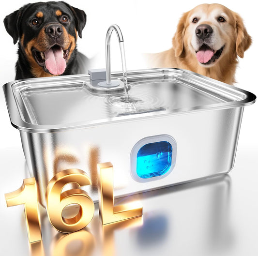 4.2Gal Dog Water Fountain for Large Dogs, 16L Dog Fountain Water Bowl